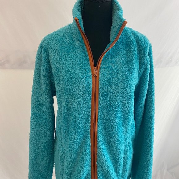 SOLD Tek Gear You've Got This Blue Contrast Brown Fleece Zip Front Jacket NWOT - Picture 15 of 15